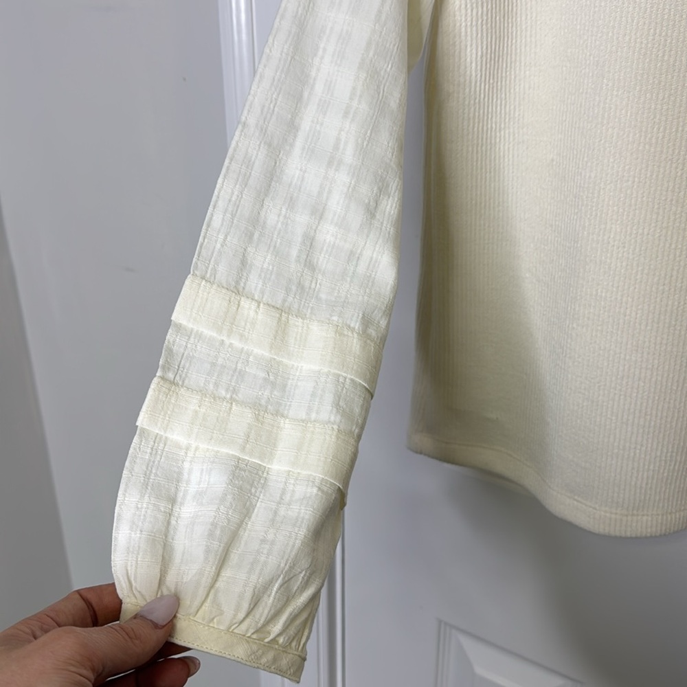 Madewell Cream Ribbed Mandarin Collar Sweater - Picture 7 of 10